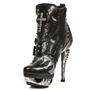pas cher Bottines New Rock Magneto En Cuir Nomada Noir Et… 15