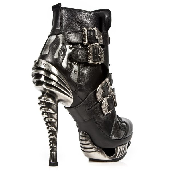 pas cher Bottines New Rock Magneto En Cuir Nomada Noir Et… 6