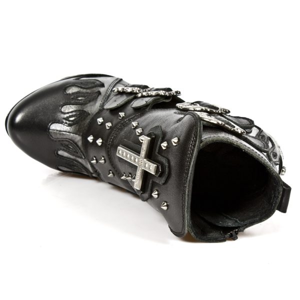 pas cher Bottines New Rock Magneto En Cuir Nomada Noir Et… 8