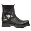 Bottines New Rock Motorcycle En Cuir Noir site pas cher 28