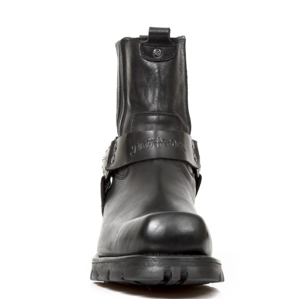 Bottines New Rock Motorcycle En Cuir Noir site pas cher 4