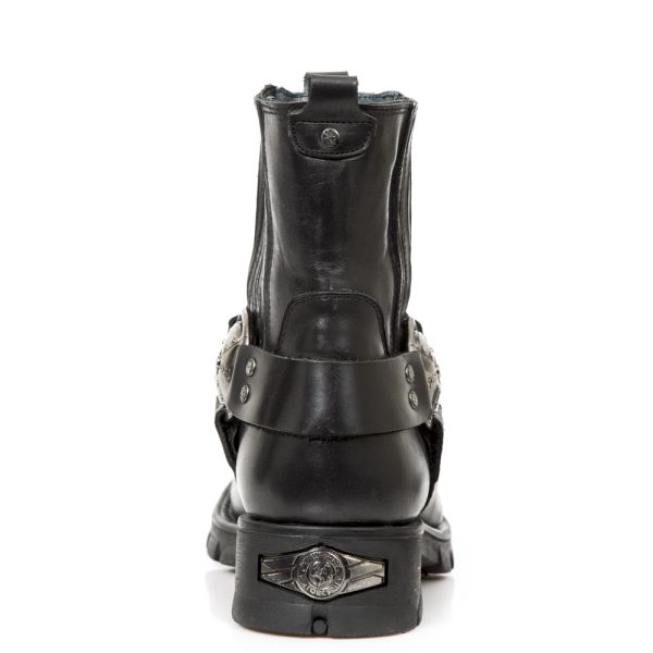Bottines New Rock Motorcycle En Cuir Noir site pas cher 6