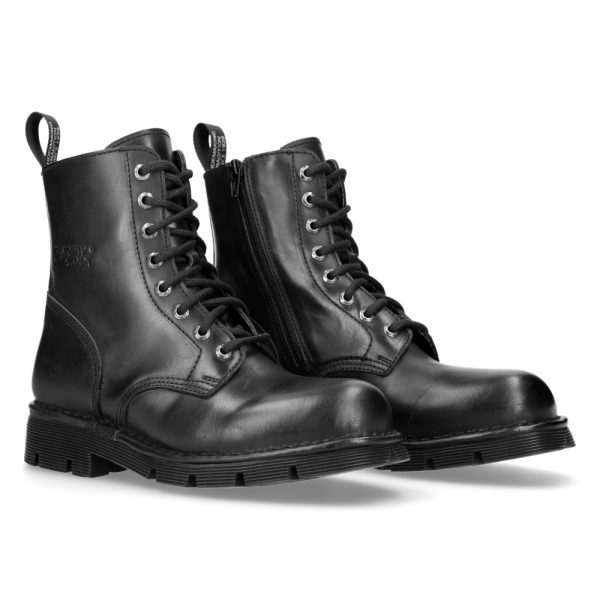 luxe soldes Bottines New Rock Newmili En Cuir Noir 9