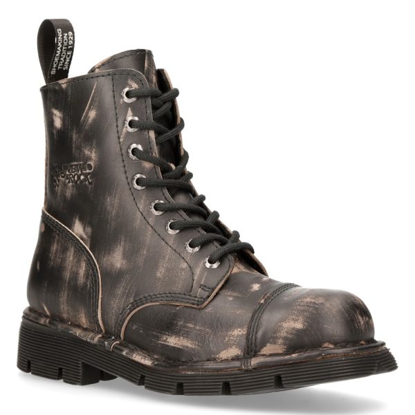 marque pas cher Bottines New Rock Newmili En Cuir Vintage Raclé Marron 3