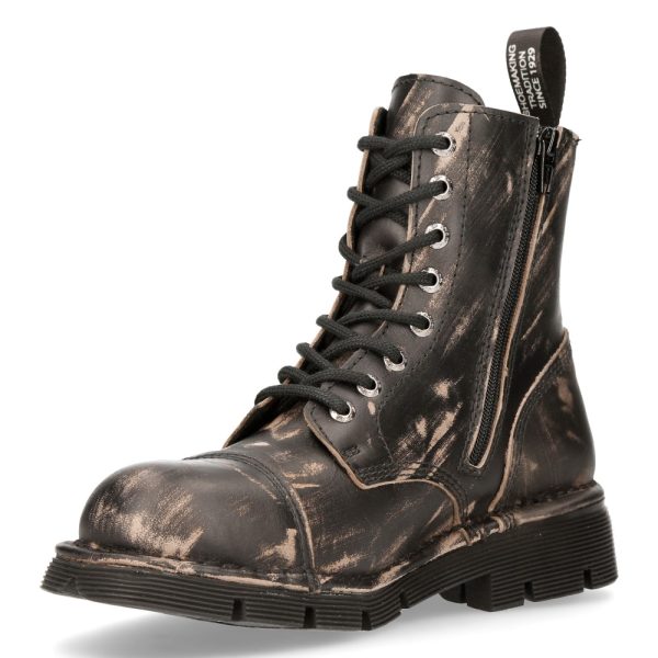 marque pas cher Bottines New Rock Newmili En Cuir Vintage Raclé Marron 5