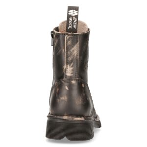 marque pas cher Bottines New Rock Newmili En Cuir Vintage Raclé Marron 18