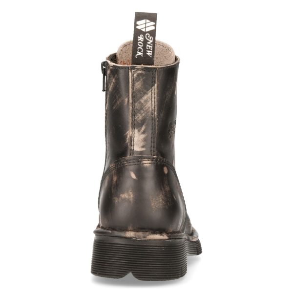 marque pas cher Bottines New Rock Newmili En Cuir Vintage Raclé Marron 6