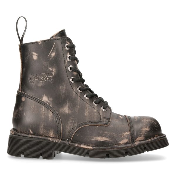 marque pas cher Bottines New Rock Newmili En Cuir Vintage Raclé Marron 1