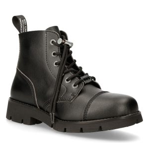 Bottines New Rock Ranger En Cuir Vegan Noir prix pas cher 12