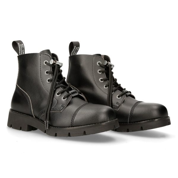 Bottines New Rock Ranger En Cuir Vegan Noir prix pas cher 9