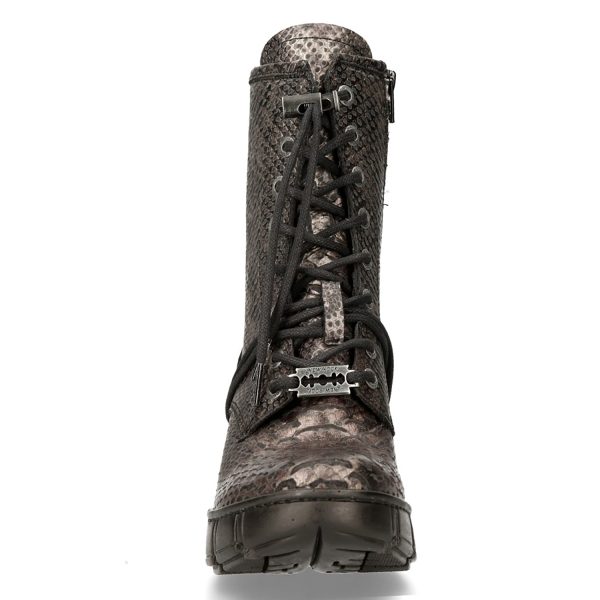 garantis authentique Bottines New Rock Trail En Cuir Vegan Python Acier 4