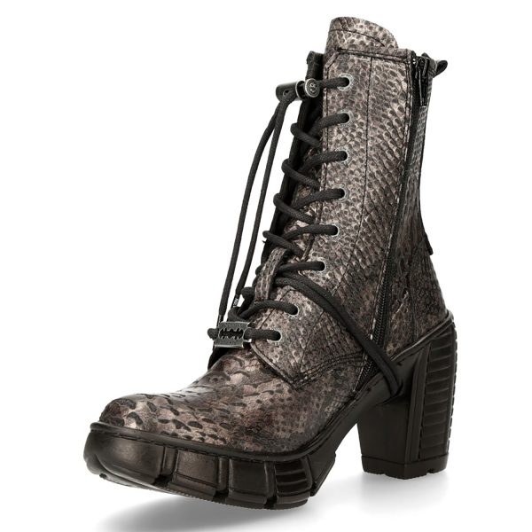 garantis authentique Bottines New Rock Trail En Cuir Vegan Python Acier 5