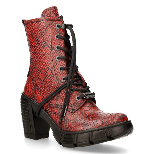 boutique pas cher Bottines New Rock Trail En Cuir Vegan Python Rouge 3
