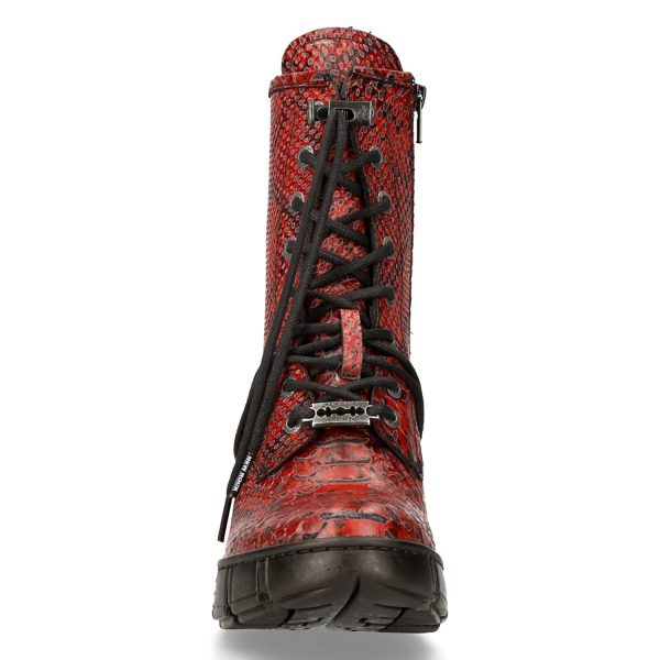 boutique pas cher Bottines New Rock Trail En Cuir Vegan Python Rouge 4