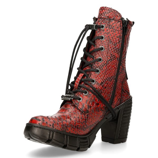 boutique pas cher Bottines New Rock Trail En Cuir Vegan Python Rouge 5