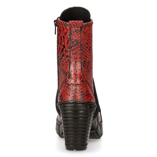 boutique pas cher Bottines New Rock Trail En Cuir Vegan Python Rouge 6