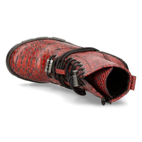 boutique pas cher Bottines New Rock Trail En Cuir Vegan Python Rouge 8