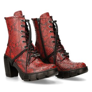 boutique pas cher Bottines New Rock Trail En Cuir Vegan Python Rouge 24