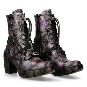 Bottines New Rock Trail En Cuir Vegan Vintage Flower… Protections acheteurs 24