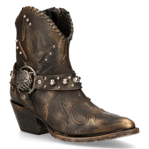 Bottines New Rock West En Cuir Couleur Cuivre authentiques 3