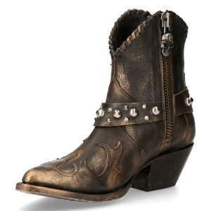 Bottines New Rock West En Cuir Couleur Cuivre authentiques 16
