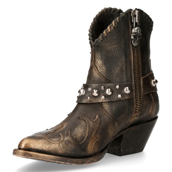 Bottines New Rock West En Cuir Couleur Cuivre authentiques 5