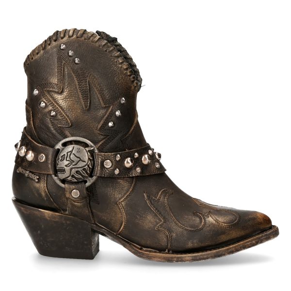 Bottines New Rock West En Cuir Couleur Cuivre authentiques 1