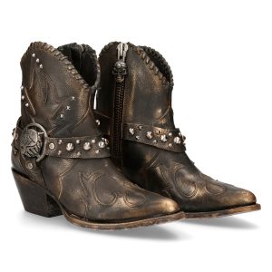 Bottines New Rock West En Cuir Couleur Cuivre authentiques 24