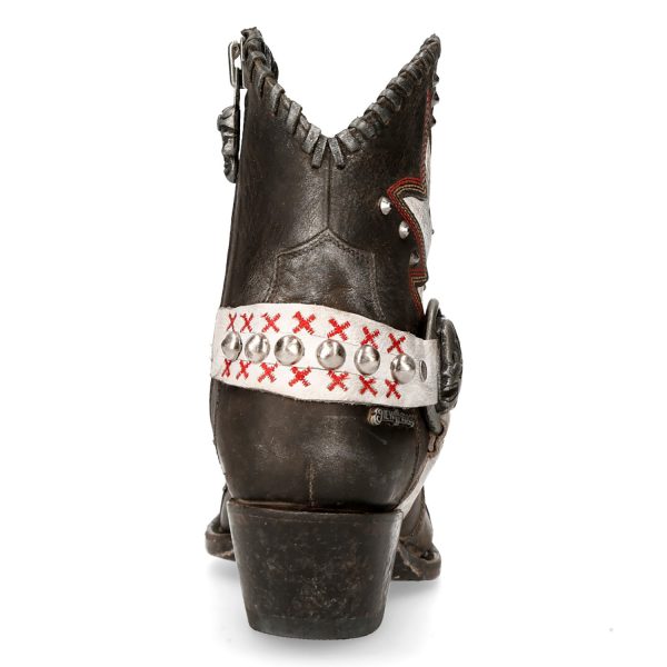boutique en france Bottines New Rock West En Cuir Gris Et Blanc 6