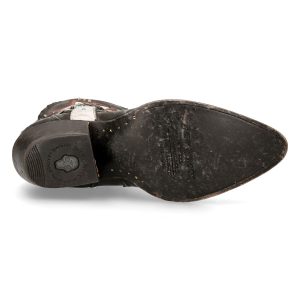 boutique en france Bottines New Rock West En Cuir Gris Et Blanc 20