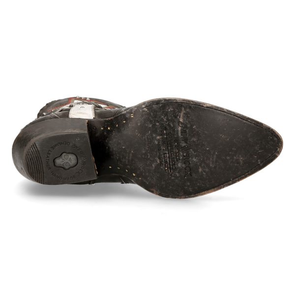 boutique en france Bottines New Rock West En Cuir Gris Et Blanc 7