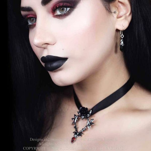 ALCHEMY GOTHIC Boucles D’Oreilles ‘Empyrean Tear’ Noires Prestation Et Rapide 4