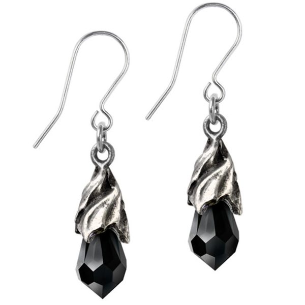 ALCHEMY GOTHIC Boucles D’Oreilles ‘Empyrean Tear’ Noires Prestation Et Rapide 1