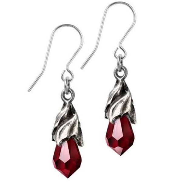 ALCHEMY GOTHIC Boucles D’Oreilles ‘Empyrean Tear’ Rouges magasin 1