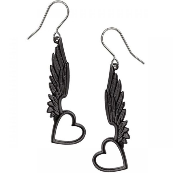 soldes de Noël ALCHEMY GOTHIC Boucles D’Oreilles ‘Passio Wings Of Love’ 1