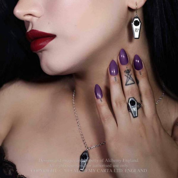 ALCHEMY GOTHIC Boucles D’Oreilles ‘RIP Rose’ livraison la plus rapide 4