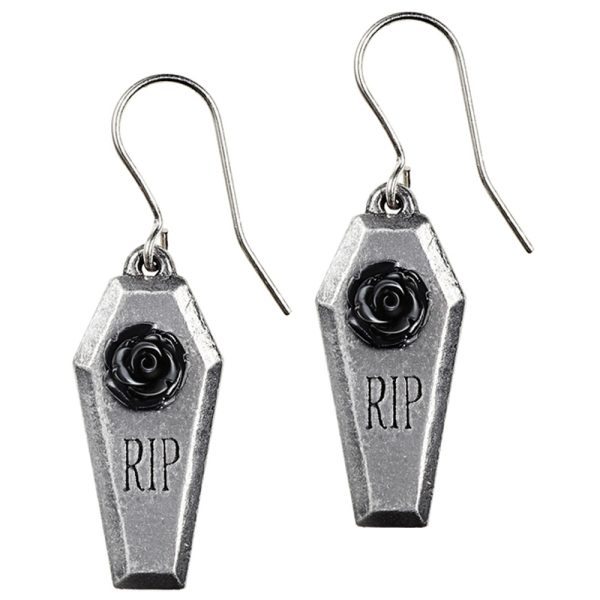 ALCHEMY GOTHIC Boucles D’Oreilles ‘RIP Rose’ livraison la plus rapide 1
