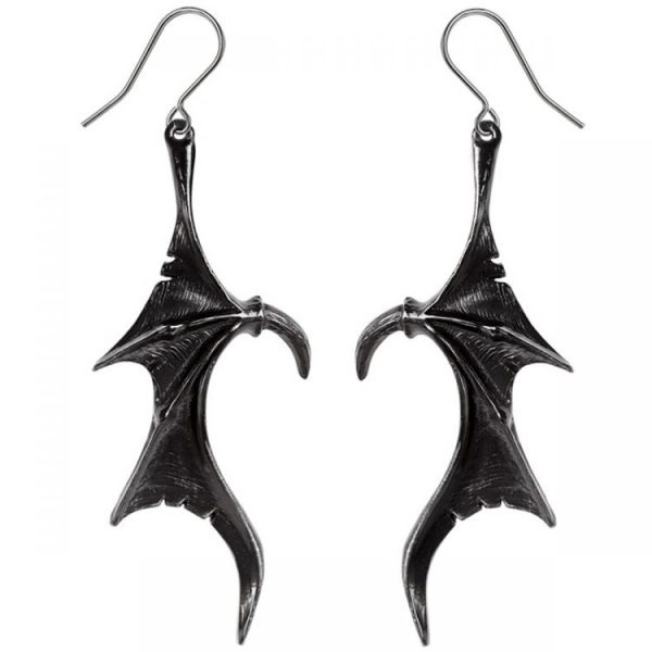 ALCHEMY GOTHIC Boucles D’Oreilles ‘Wings Of Midnight’ mode pas cher 1