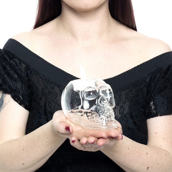 QUEEN OF DARKNESS Bougeoir Transparent Skull à prix imbattables 1