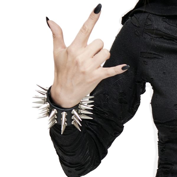 DEVIL FASHION Bracelet à Spikes ‘Social Debris’ Noir exclusivement disponibles 5