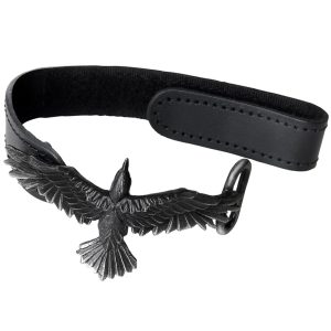 ALCHEMY GOTHIC Bracelet ‘Black Consort’ En Cuir Noir REMISE 11