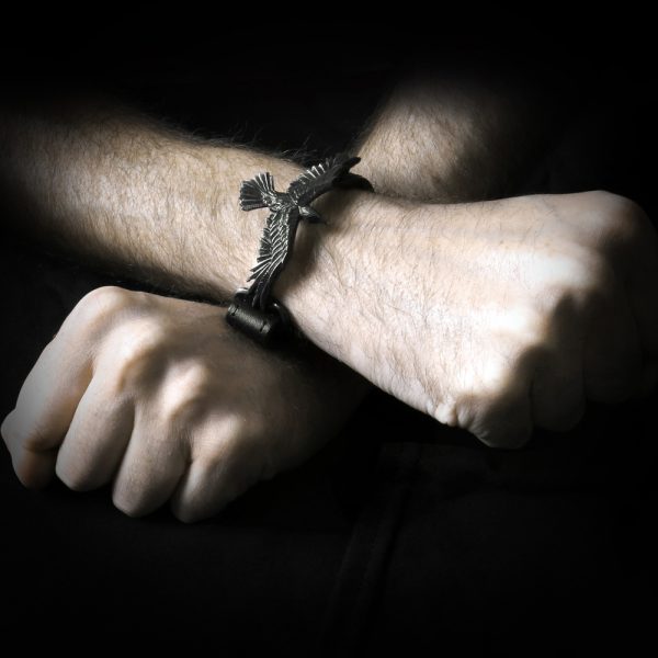 ALCHEMY GOTHIC Bracelet ‘Black Consort’ En Cuir Noir REMISE 5