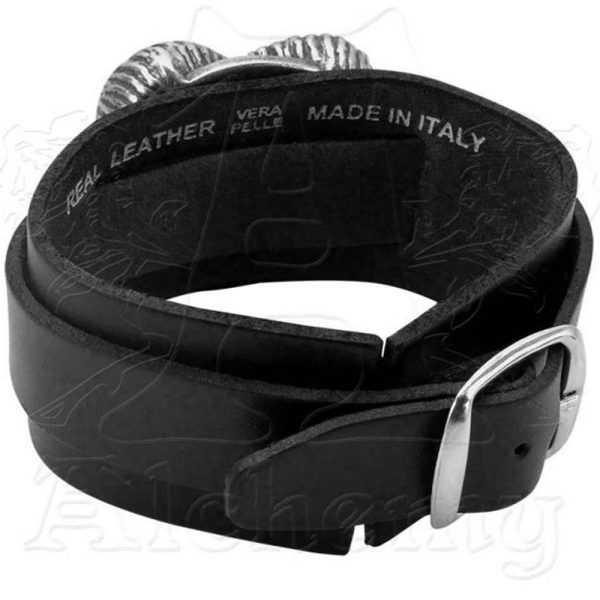 Alchemy Metal-Wear Bracelet ‘Gears Of Aiwass’ En Cuir Noir magasin paris 3