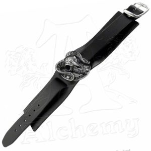 Alchemy Metal-Wear Bracelet ‘Gears Of Aiwass’ En Cuir Noir magasin paris 10