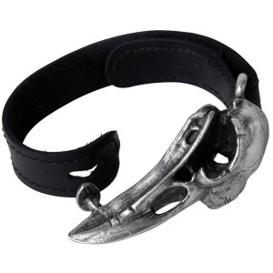 ALCHEMY GOTHIC Bracelet ‘Rabeschadel’ En Cuir Noir excellents soldes 8