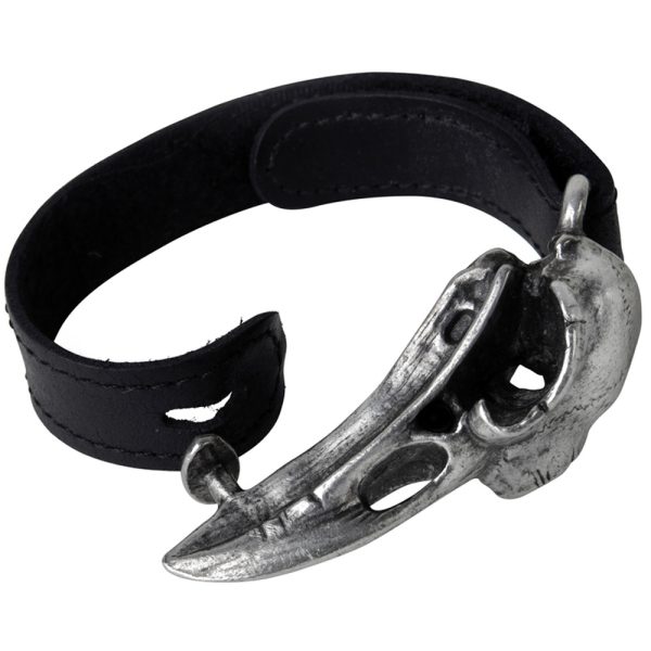 ALCHEMY GOTHIC Bracelet ‘Rabeschadel’ En Cuir Noir excellents soldes 3