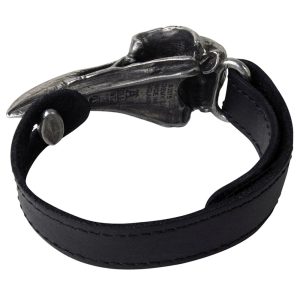 ALCHEMY GOTHIC Bracelet ‘Rabeschadel’ En Cuir Noir excellents soldes 10