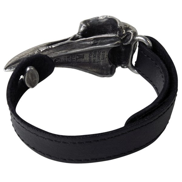 ALCHEMY GOTHIC Bracelet ‘Rabeschadel’ En Cuir Noir excellents soldes 4