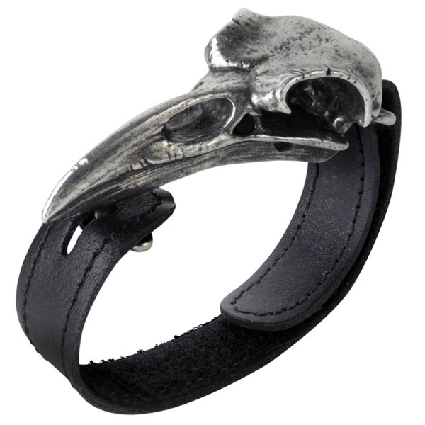 ALCHEMY GOTHIC Bracelet ‘Rabeschadel’ En Cuir Noir excellents soldes 1