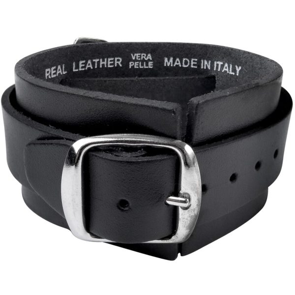 solde en ligne ALCHEMY GOTHIC Bracelet ‘Thunderhammer’ En Cuir Noir 3